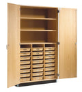 48" W x 22" D x 84" H 24 Trays Oak Storage Cabinet with Locking Double Doors B547202