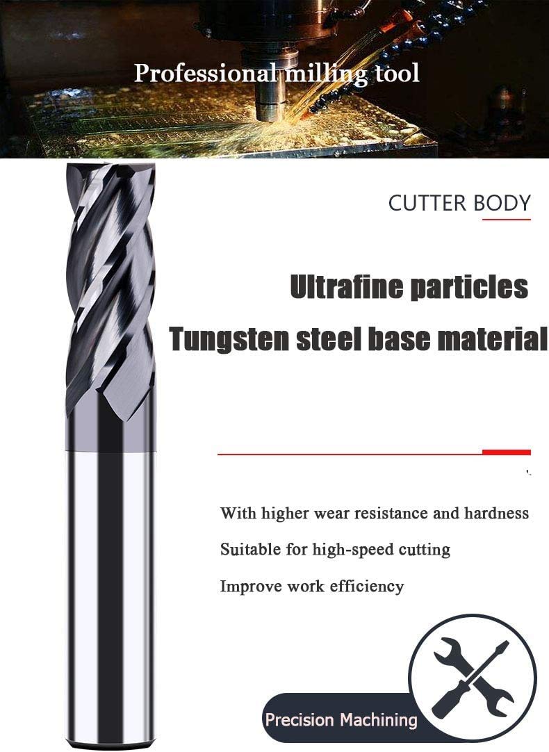 1/2 Carbide Square End Mill Bits Set 4 Flute AlTiN Coating B7459