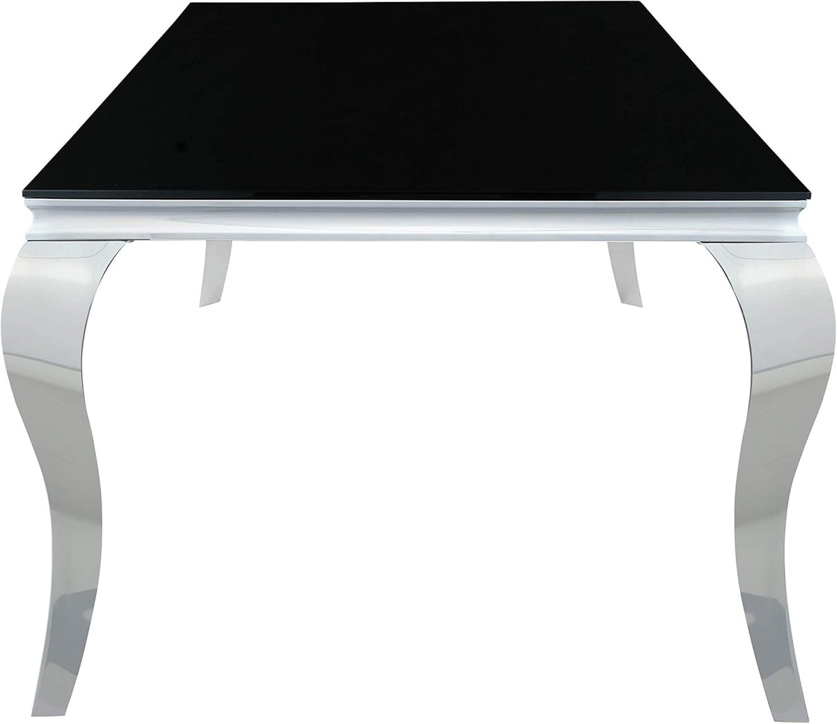 Black and Chrome Rectangular Glass Top Dining Table L6404