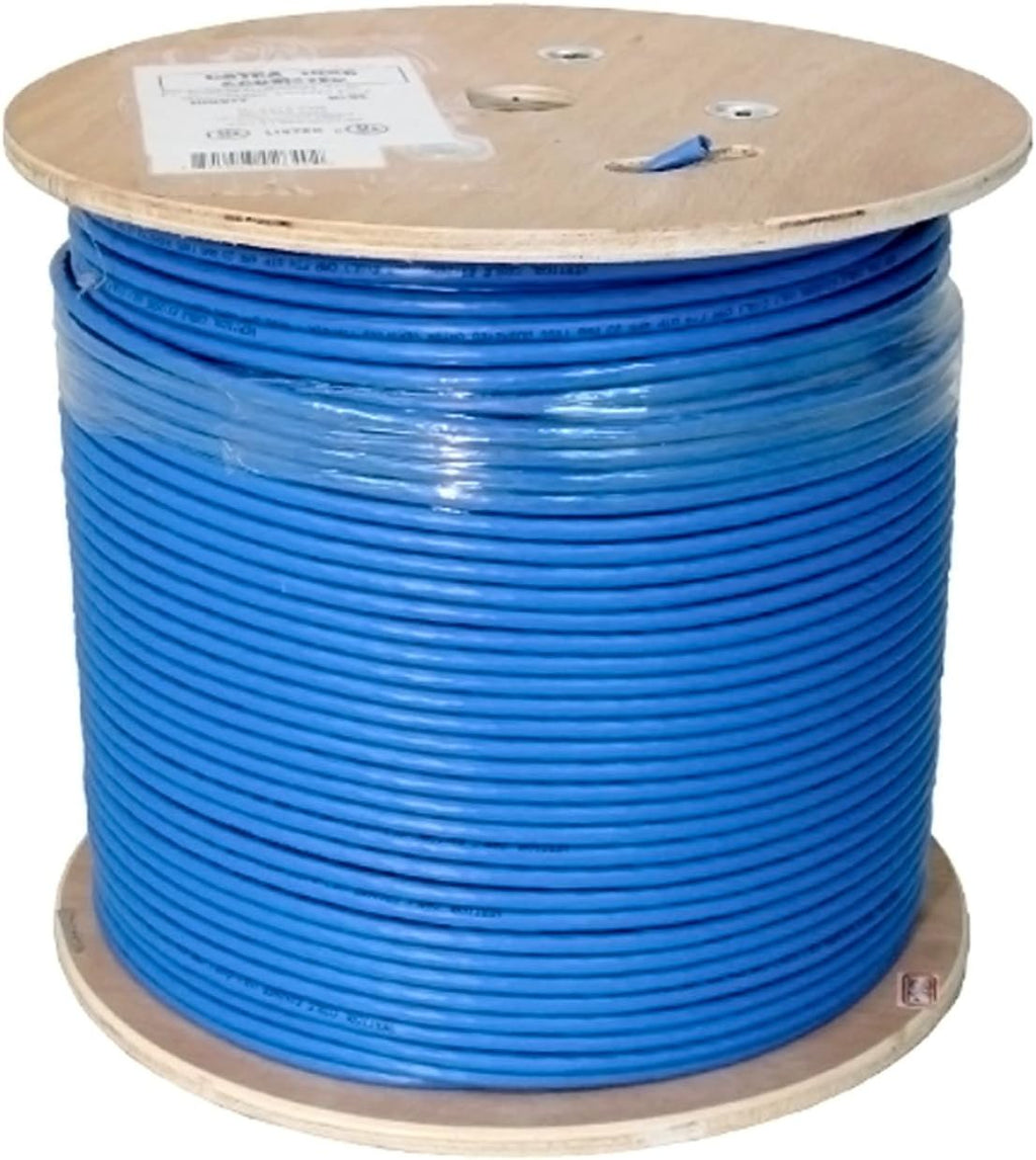 Cat6A UTP 23AWG Solid Bare Copper 1000ft Ethernet Cable, Blue Q3859