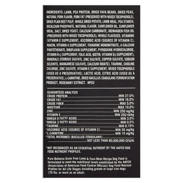 11 Lbs Grain-Free Dry Dog Food (Lamb & Fava Bean) A1801