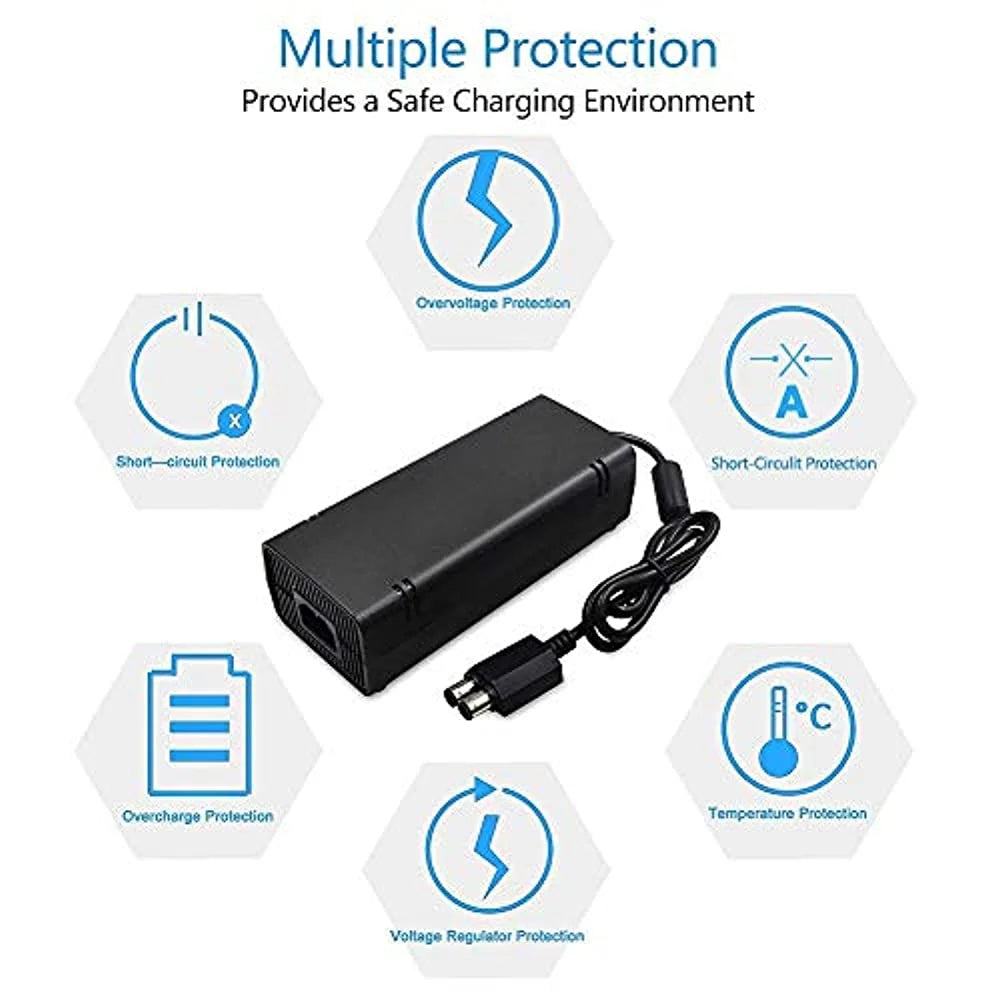 Black AC Adapter for Xbox 360 Slim F480