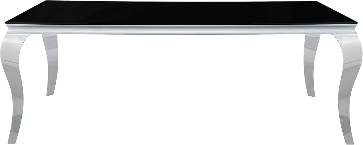 Black and Chrome Rectangular Glass Top Dining Table L6404