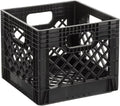 16QT Black Heavy-Duty Plastic Square Milk Crate D837125