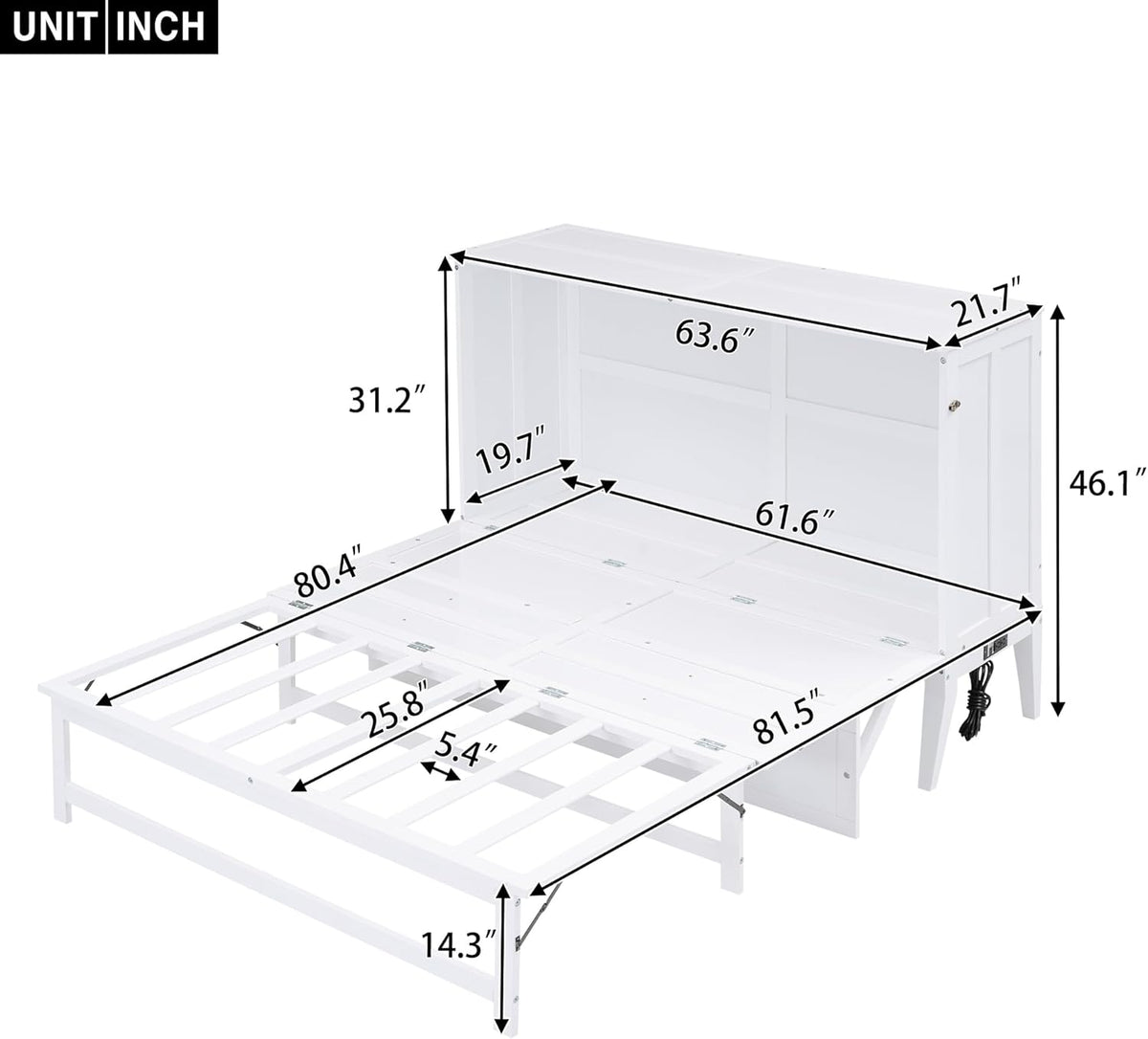 White Wood Queen Murphy Bed J980617