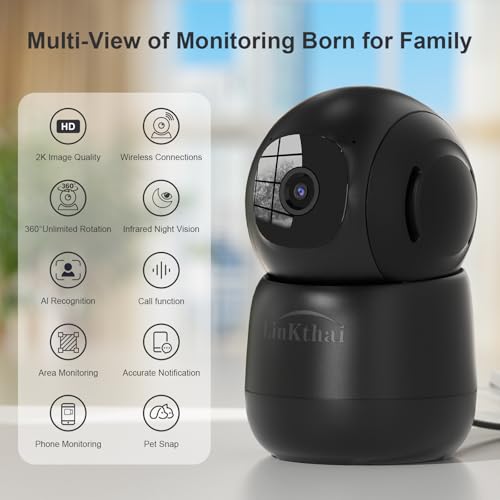 2 Pack 2k 360 Indoor Pet Camera with Night Vision N6918