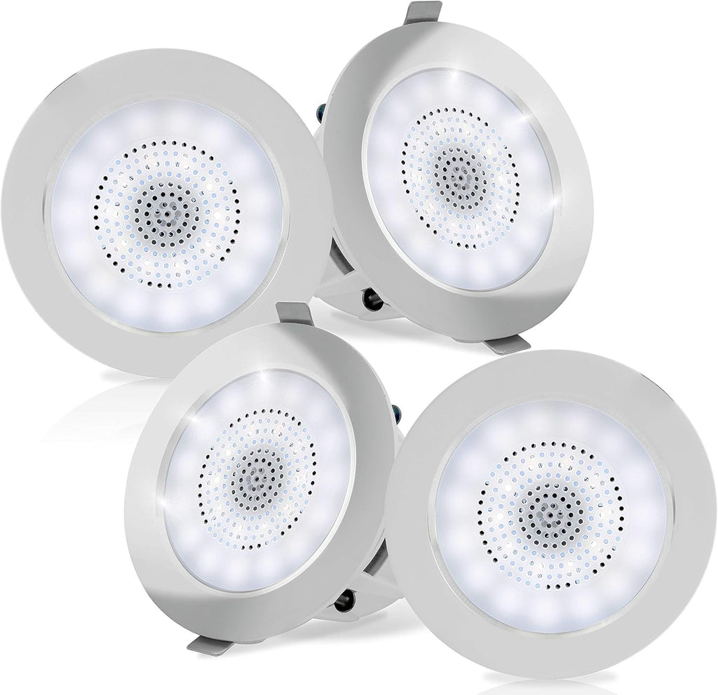 3.5” 2-Way Full Range Bluetooth Ceiling Wall Mount Speakers with LED Light Aluminum Frame Housing X451