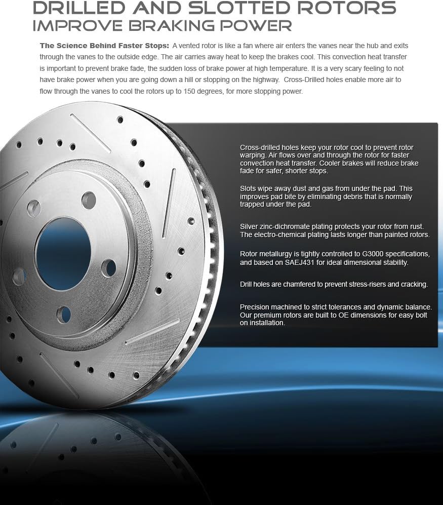 FRONT 240mm Drilled & Slotted 4 Lug Rotors Pack of 2 I2605