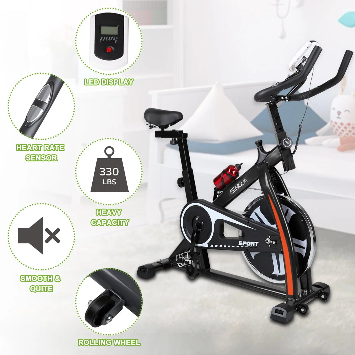Black Indoor Exercise Bike W590904
