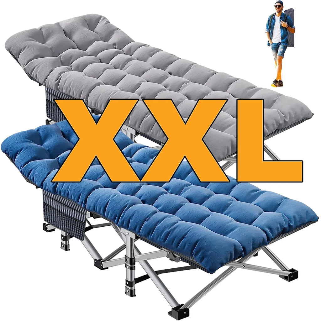 Oversized XXL Folding Camping Cot with 2 Sided Mattress & Carry Bag U1846
