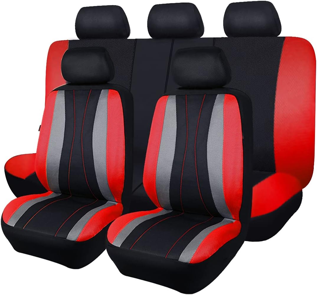 Faux Leather Mesh Car Seat Covers Full Set Q80752
