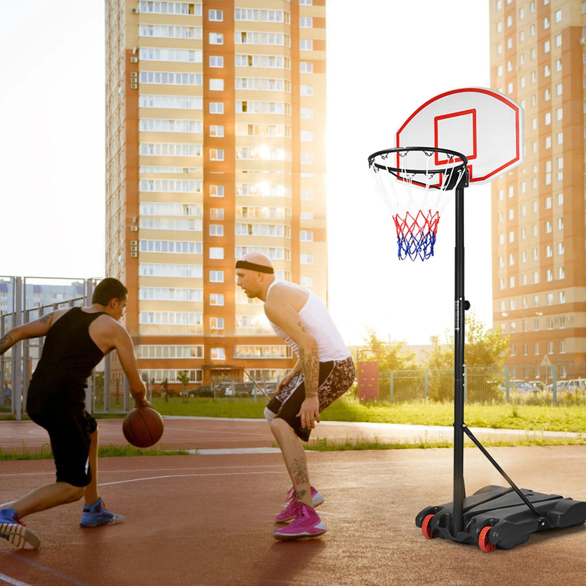 Portable Height-Adjustable Basketball Hoop with Wheels G227131