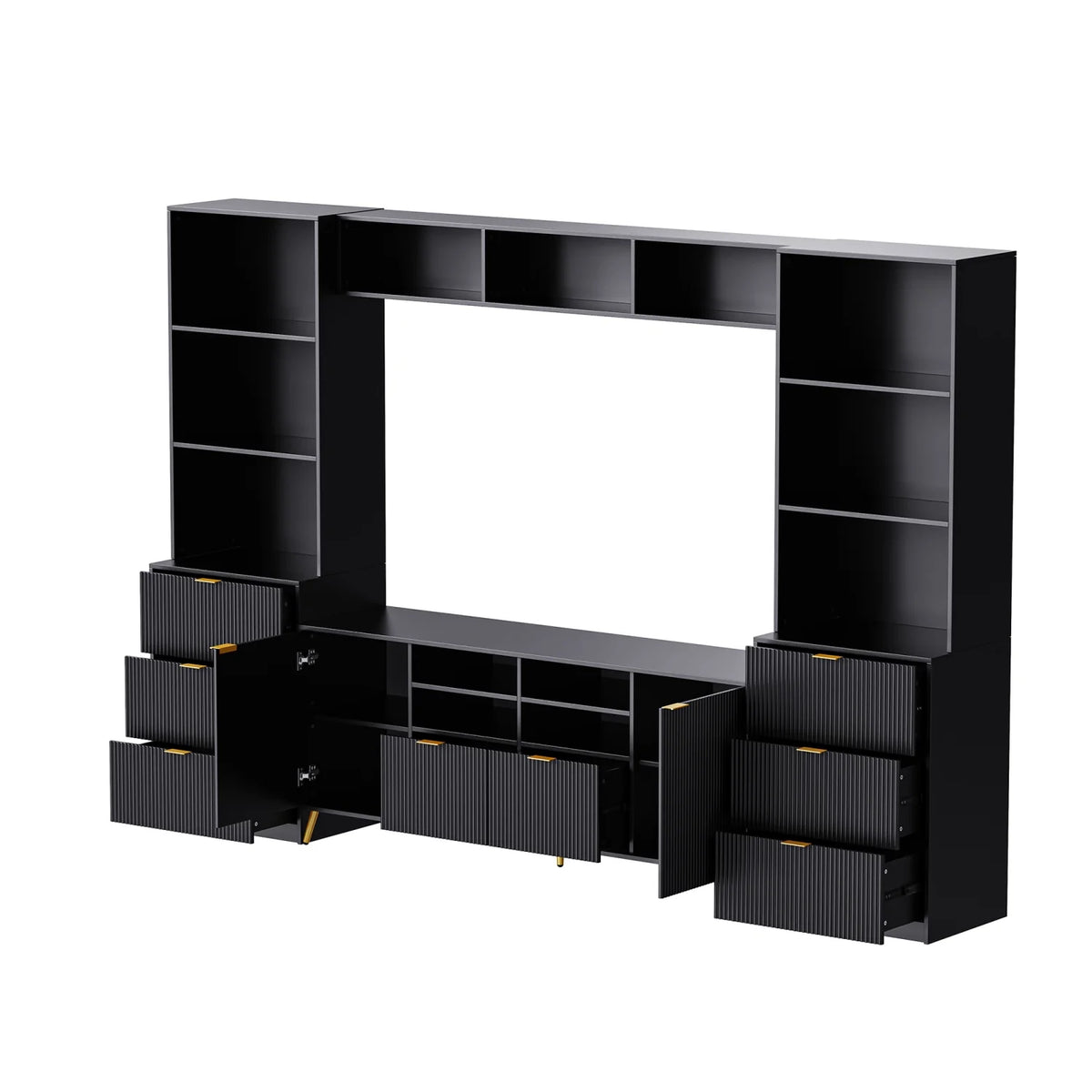 Modern TV Stand with 13 Shelves, 8 Drawers and 2 Cabinets H26110