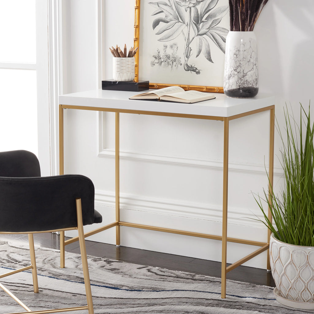 White Gold Wood Writing Desk J4631