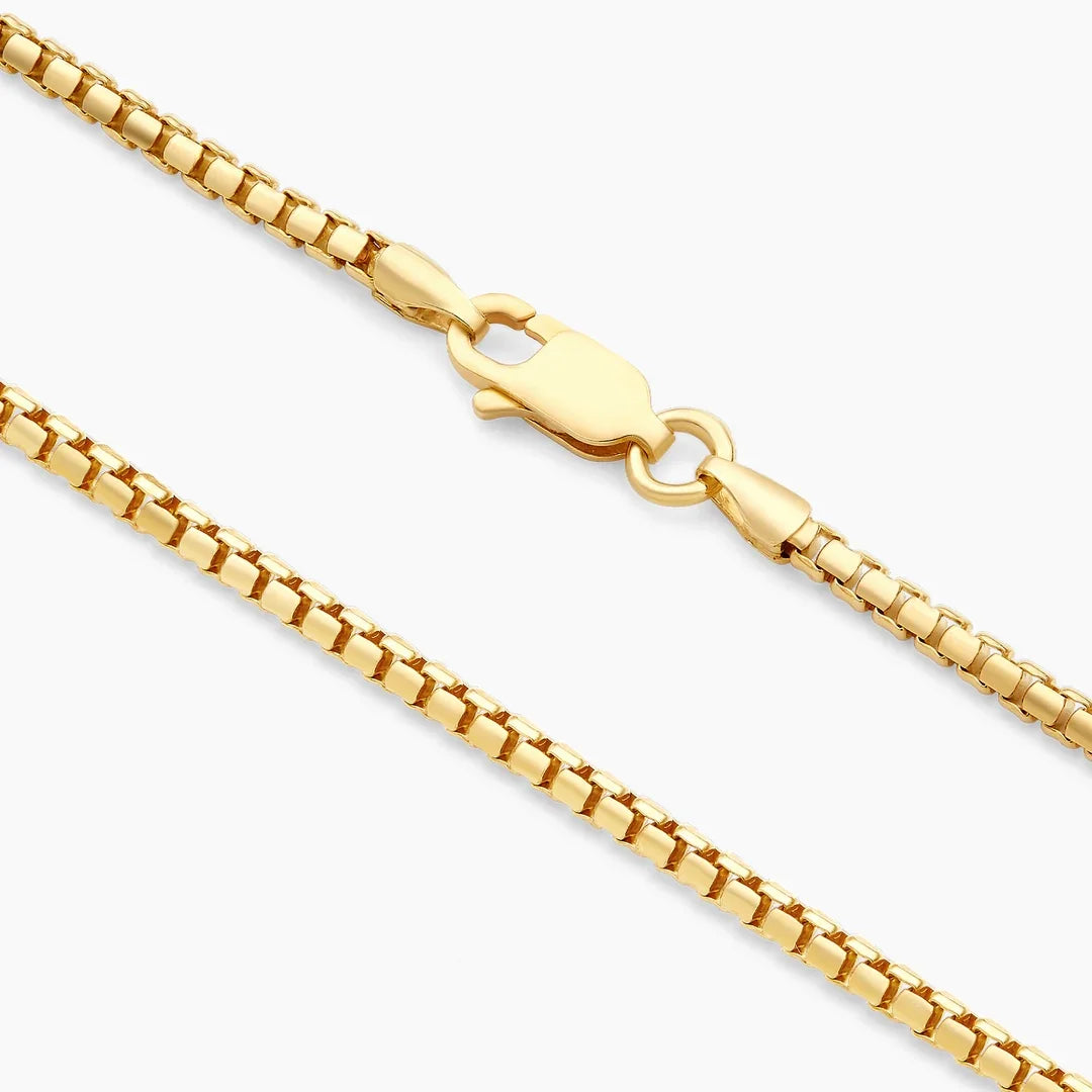 14K Yellow Gold 1MM Hollow Round Box Chain Necklace G10627