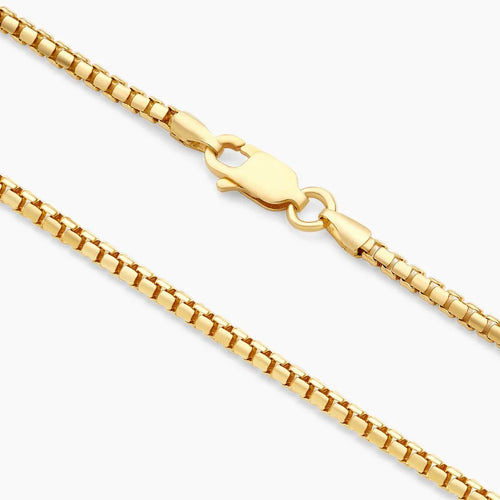 14K Yellow Gold 1MM Hollow Round Box Chain Necklace G10627