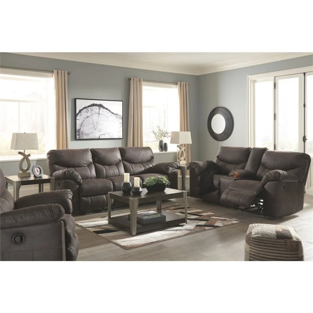 Fabric Reclining Sofa in Teak Brown O61115