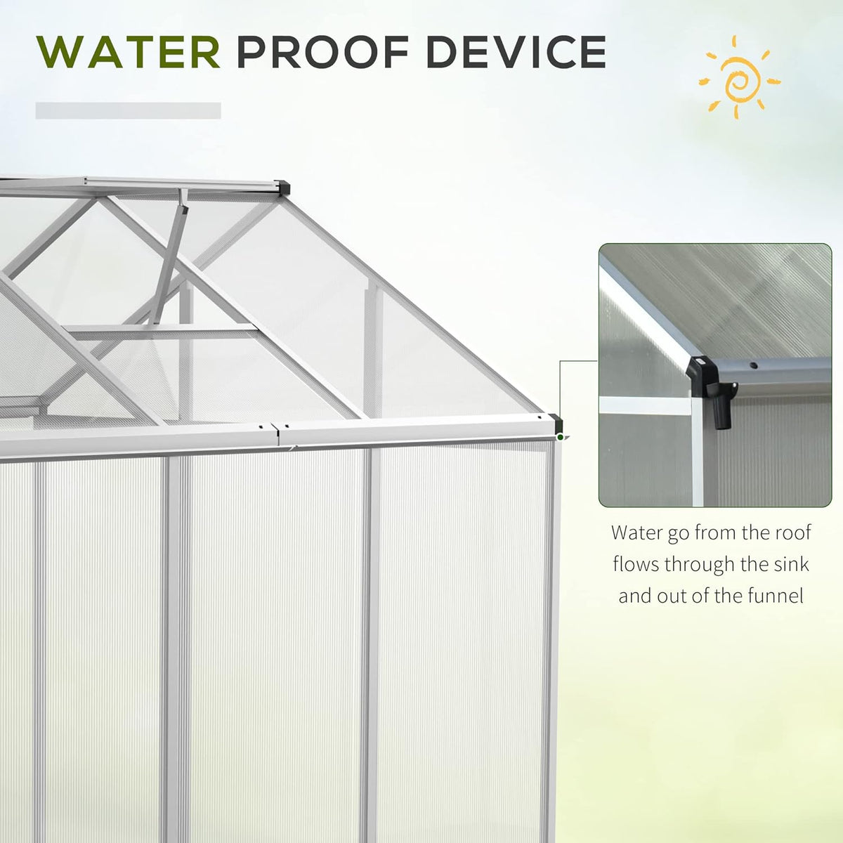 Walk-in Polycarbonate Greenhouse with Roof Vent Q681