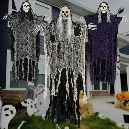 Halloween Hanging Ghosts Grim Reaper Skeleton Decorations A62188