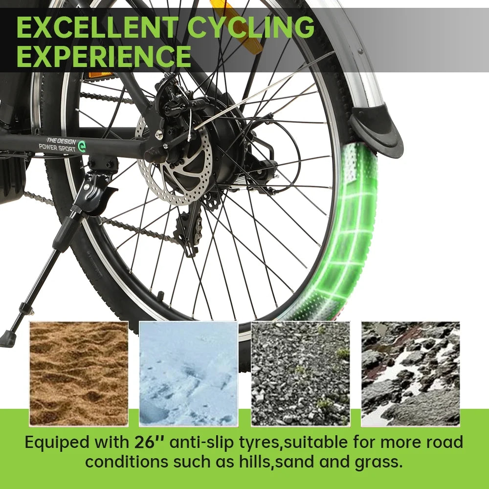 350 W 26" Step Through Electric Bicycle with Basket C3541