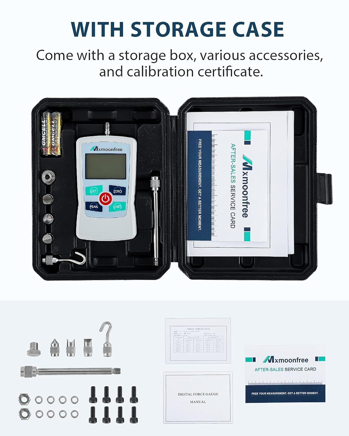 300N Digital Force Gauge Push Pull Gauge Portable Force Meter with Storage Case W2628
