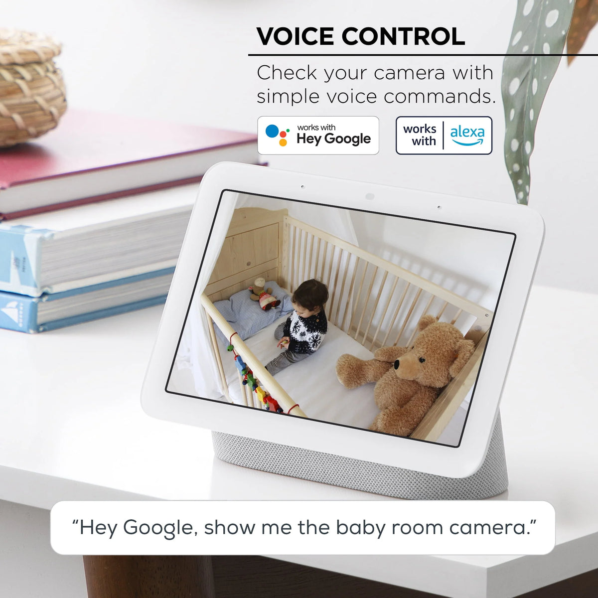 1080P Indoor Security Camera with Voice Control, White 2 Pack E454