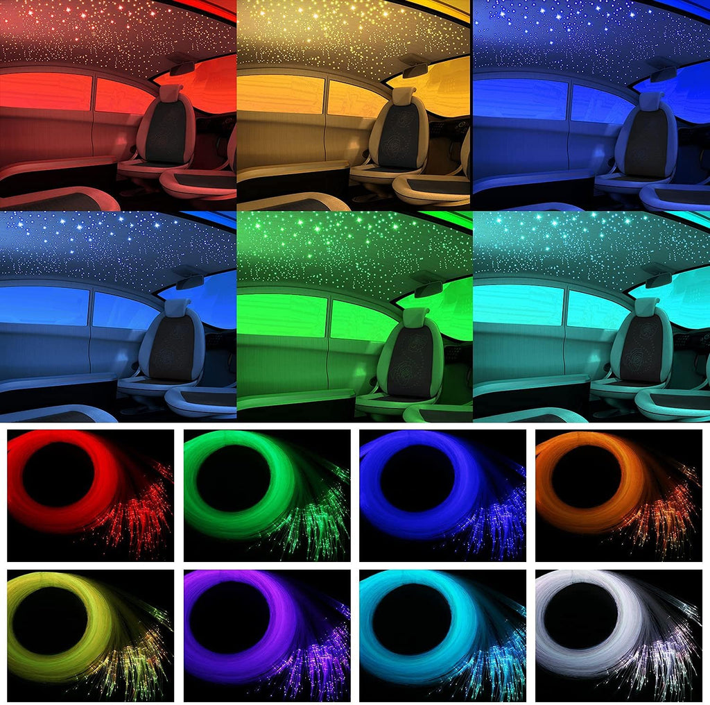 16W Fiber Optic Lights Starlight Headliner Light Kit with Remote Control, 150pcs 6.5ft Optical Fiber Cable Strands S8508