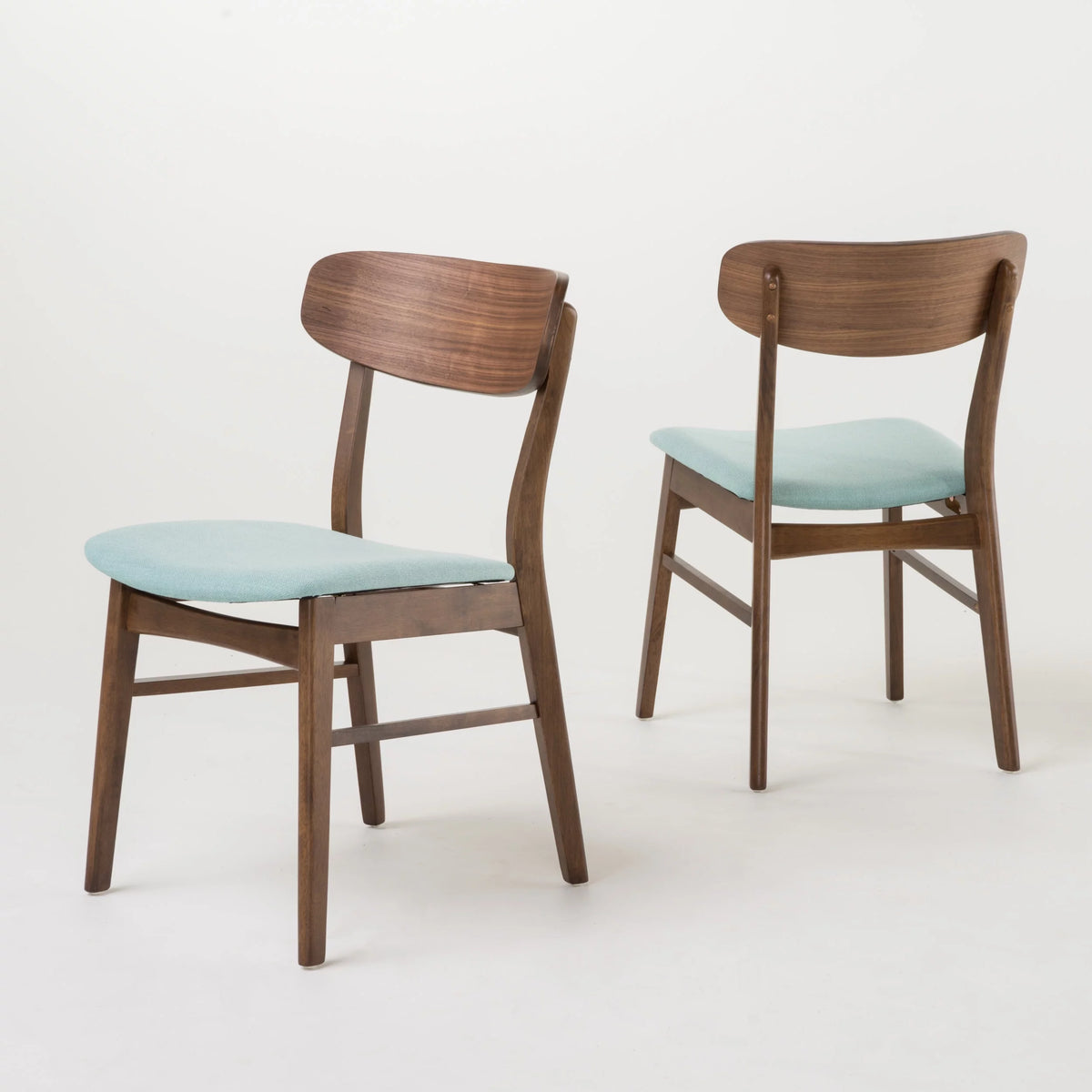 Mint Fabric Walnut Finish Dining Chair, Set of 2 X1107
