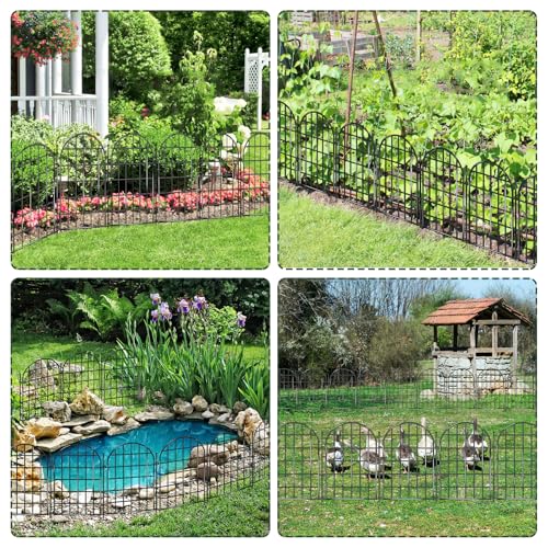32.5 ft x 22 in 30 Panels Arched No Dig Metal Garden Fence C79626