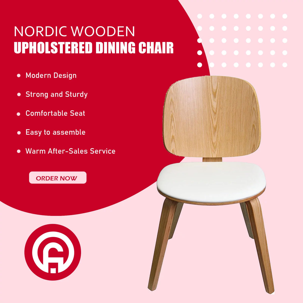 Set of 2 Wooden Dining Chair with Cushion T422