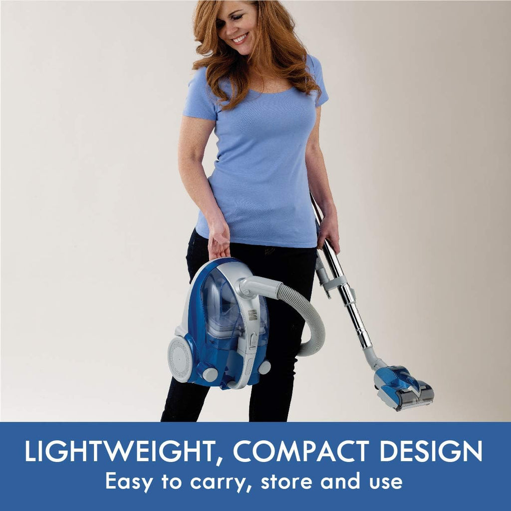 Blue Lightweight Bagless Compact HEPA Canister Vacuum with Pet Turbine Brush Q3005
