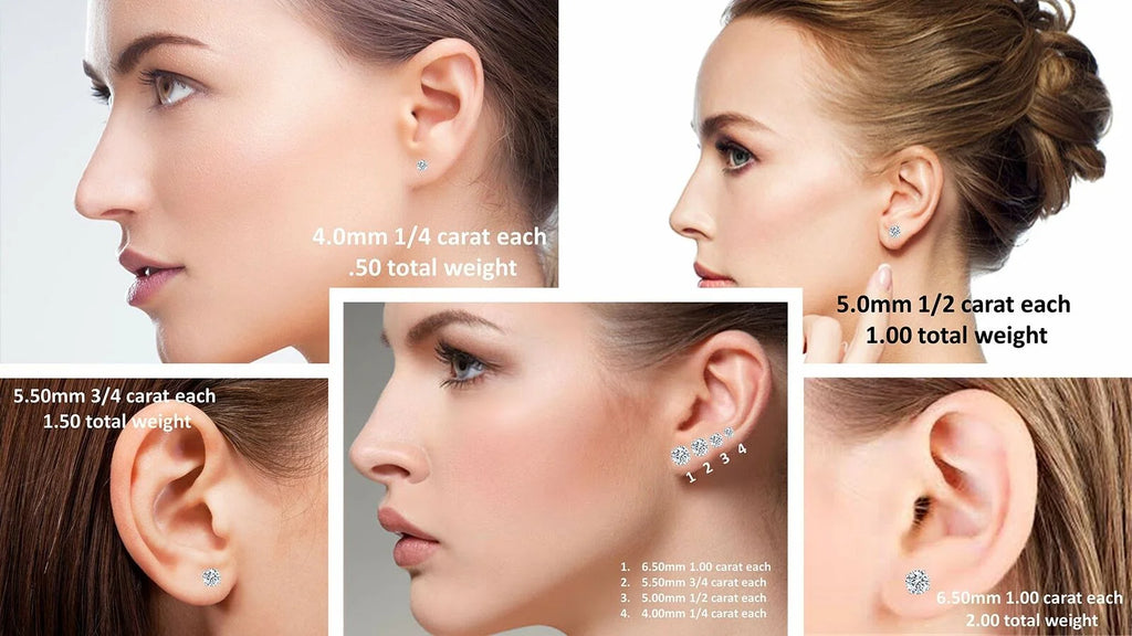 Set of 4 Pairs Stud Earrings Sterling Silver Rose Gold Plated M48103