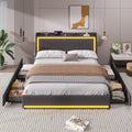 Dark Gray Queen Size Upholstered Platform Bed with Storage Drawers G209832