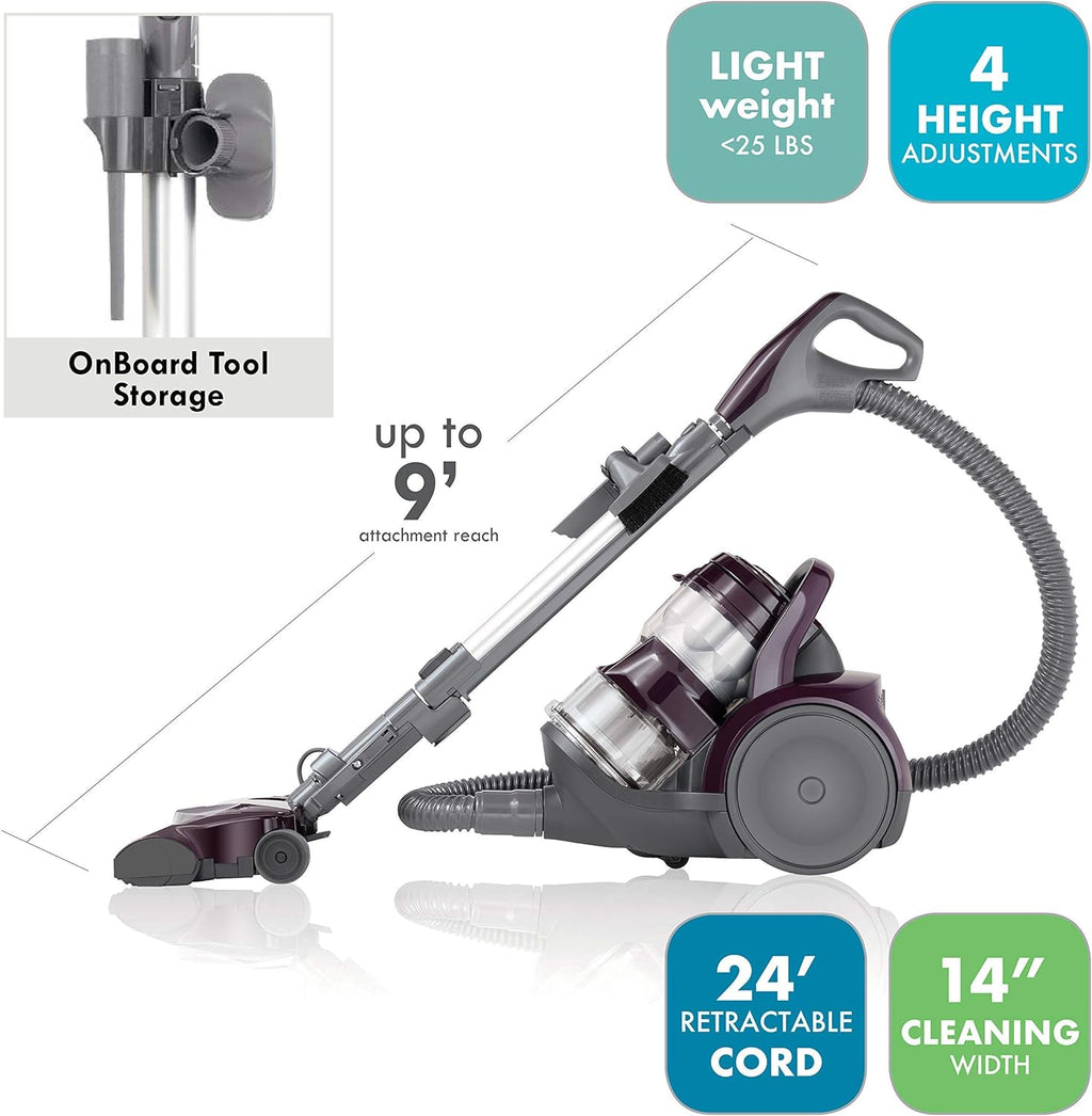 Blue Lightweight Bagless Compact HEPA Canister Vacuum with Pet Turbine Brush Q3005