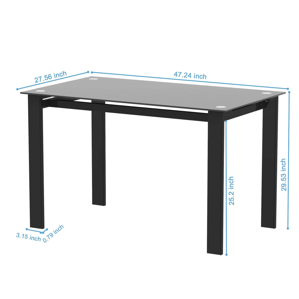 Black Rectangular Tempered Glass Dining Table R780