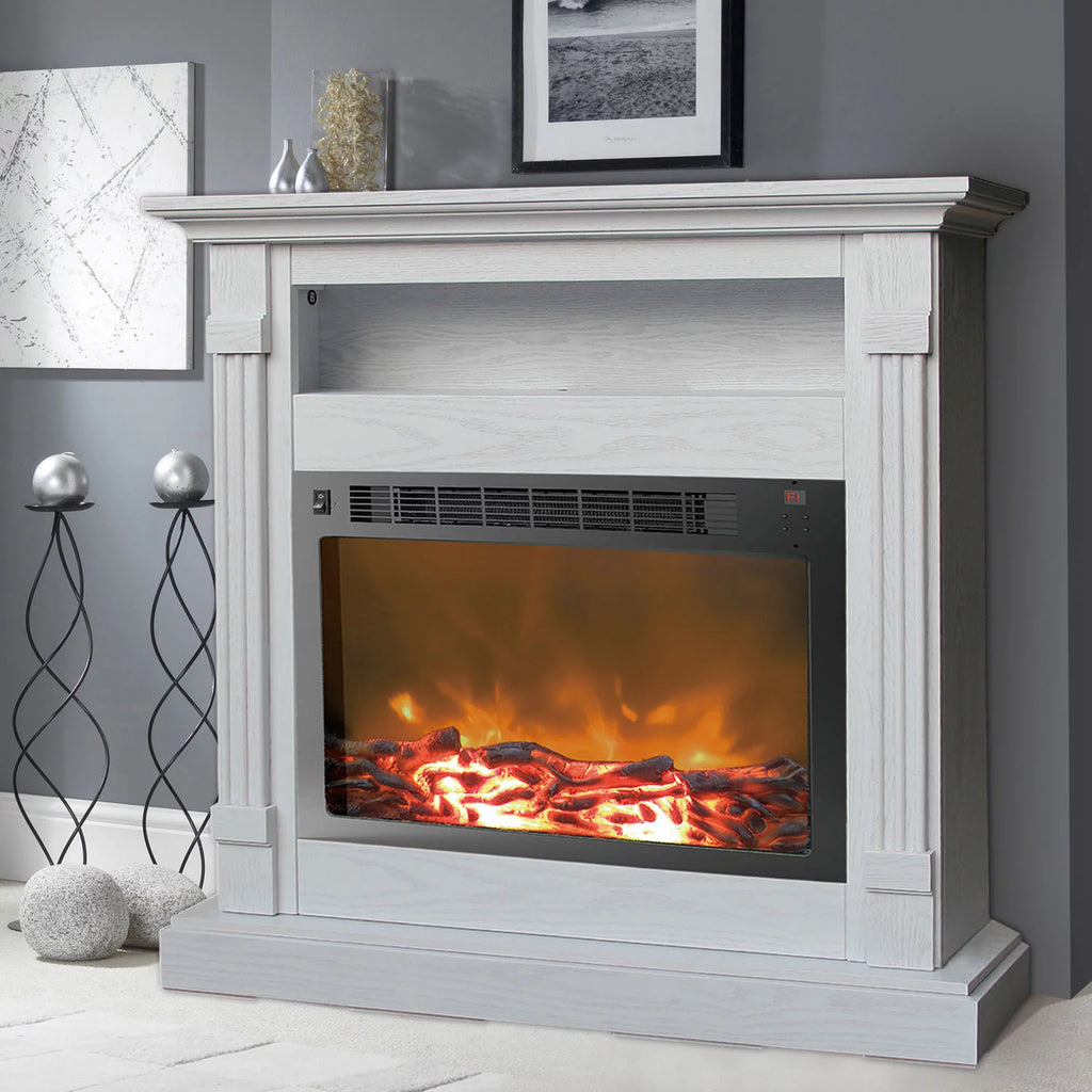 34 In. Electric Fireplace with White Mantel B5186