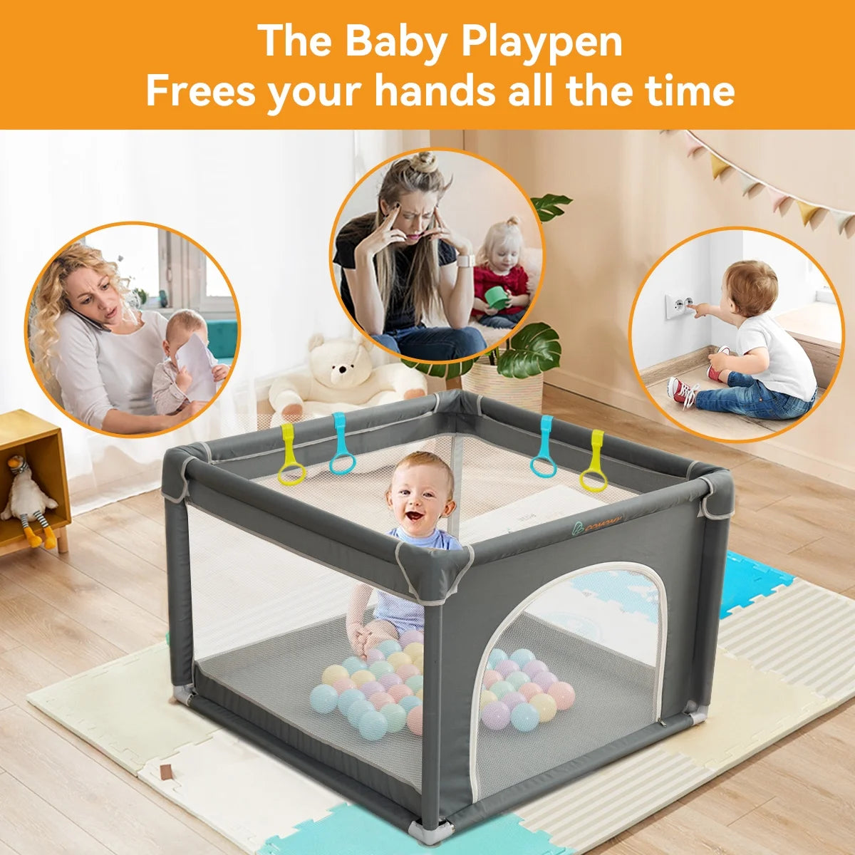 Portable Soft Mesh Baby Playpen H78396