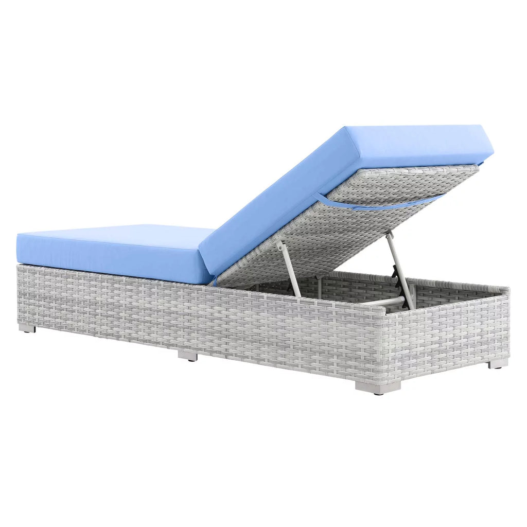 Light Grey Light Blue Rattan Wicker Lounge Chair Q32888