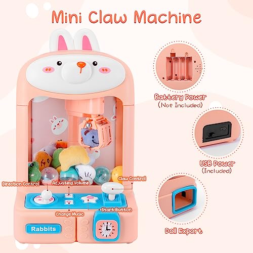 Claw Machine with Plush Toys Adjustable Sounds and Music Pink S5318