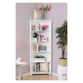 5 Tier Corner Bookshelf White D909