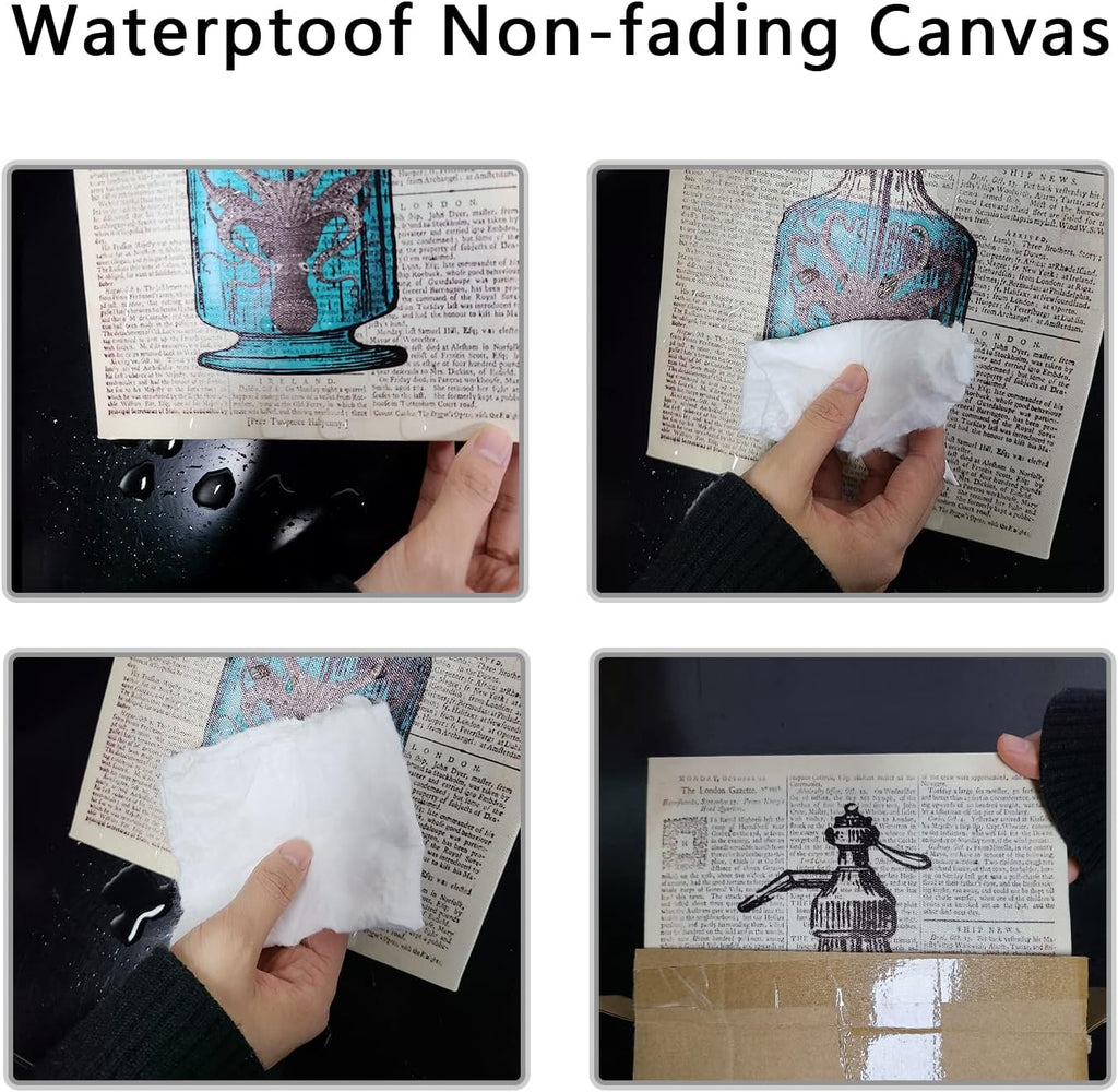 Octopus Nautical Bathroom Wall Decor, 8x10 inch Set of 4 Canvas Wall Art H91997