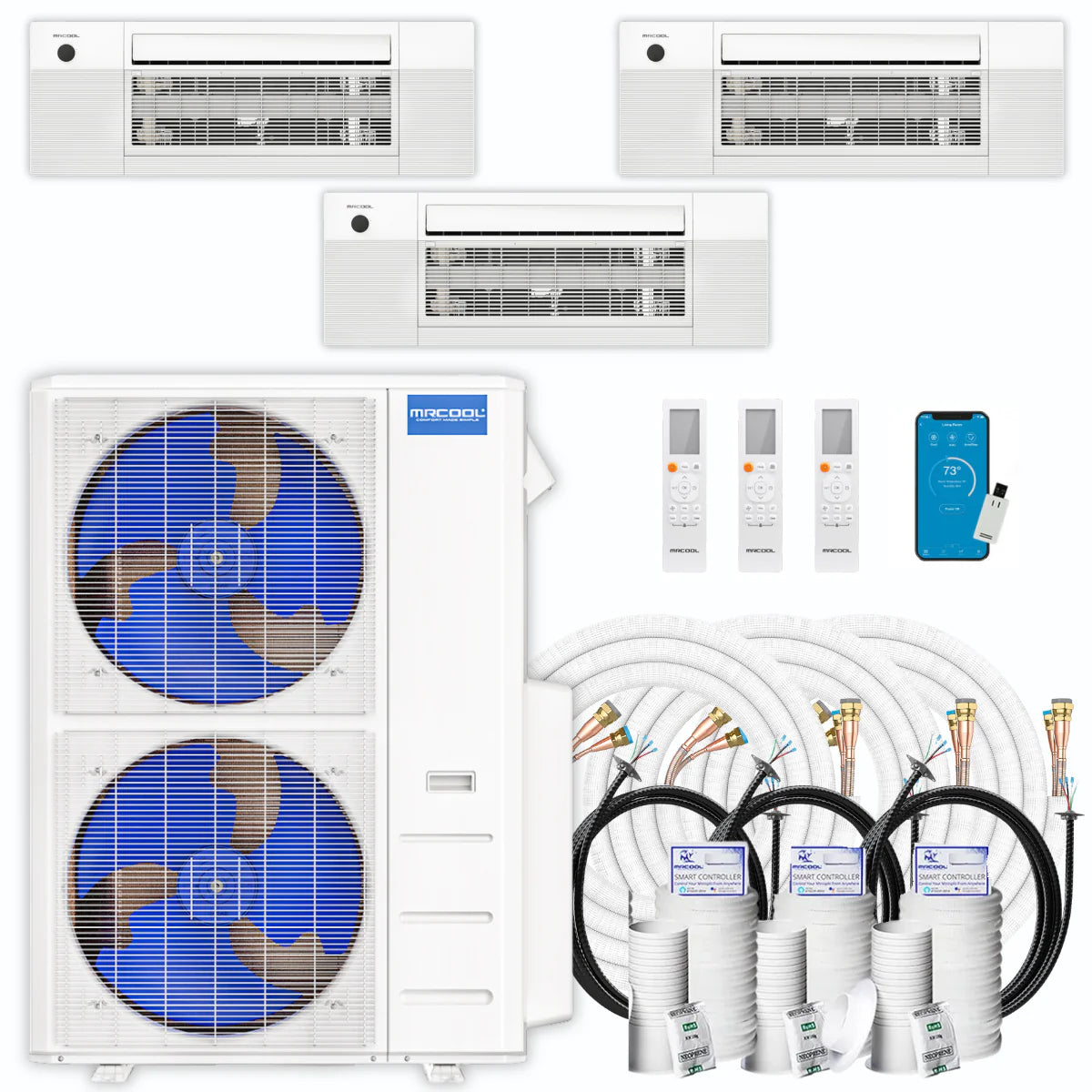 48,000 BTU 3 Zone Ceiling Cassette Ductless Air Conditioner and Heat Pump P771314