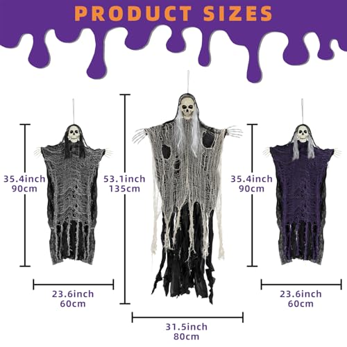 Halloween Hanging Ghosts Grim Reaper Skeleton Decorations A62188