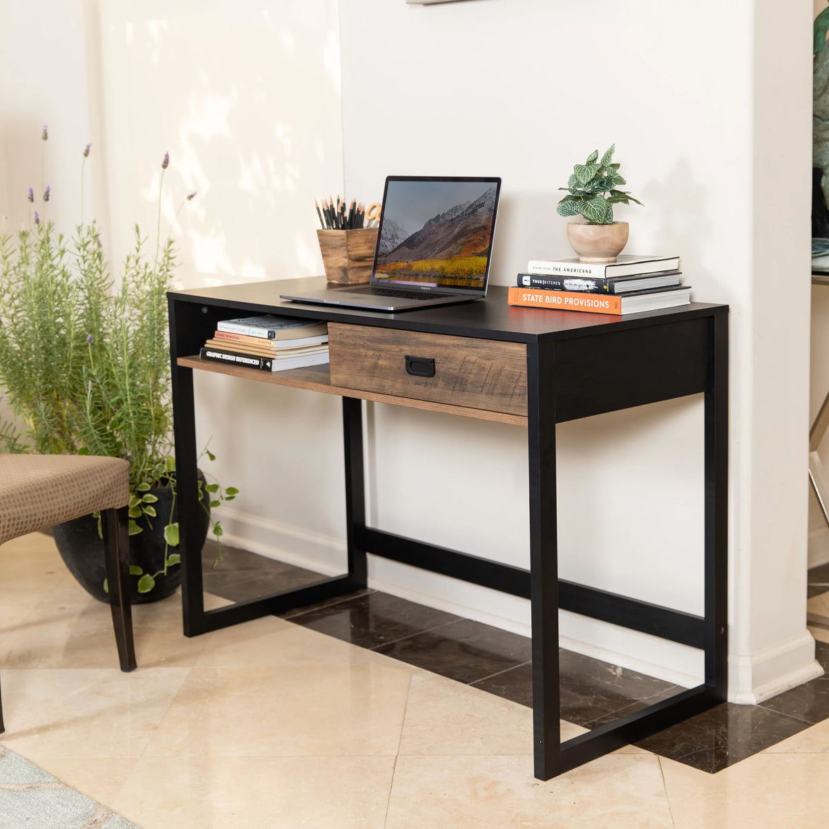 Contemporary Studio Workstation Desk with Drawer B491