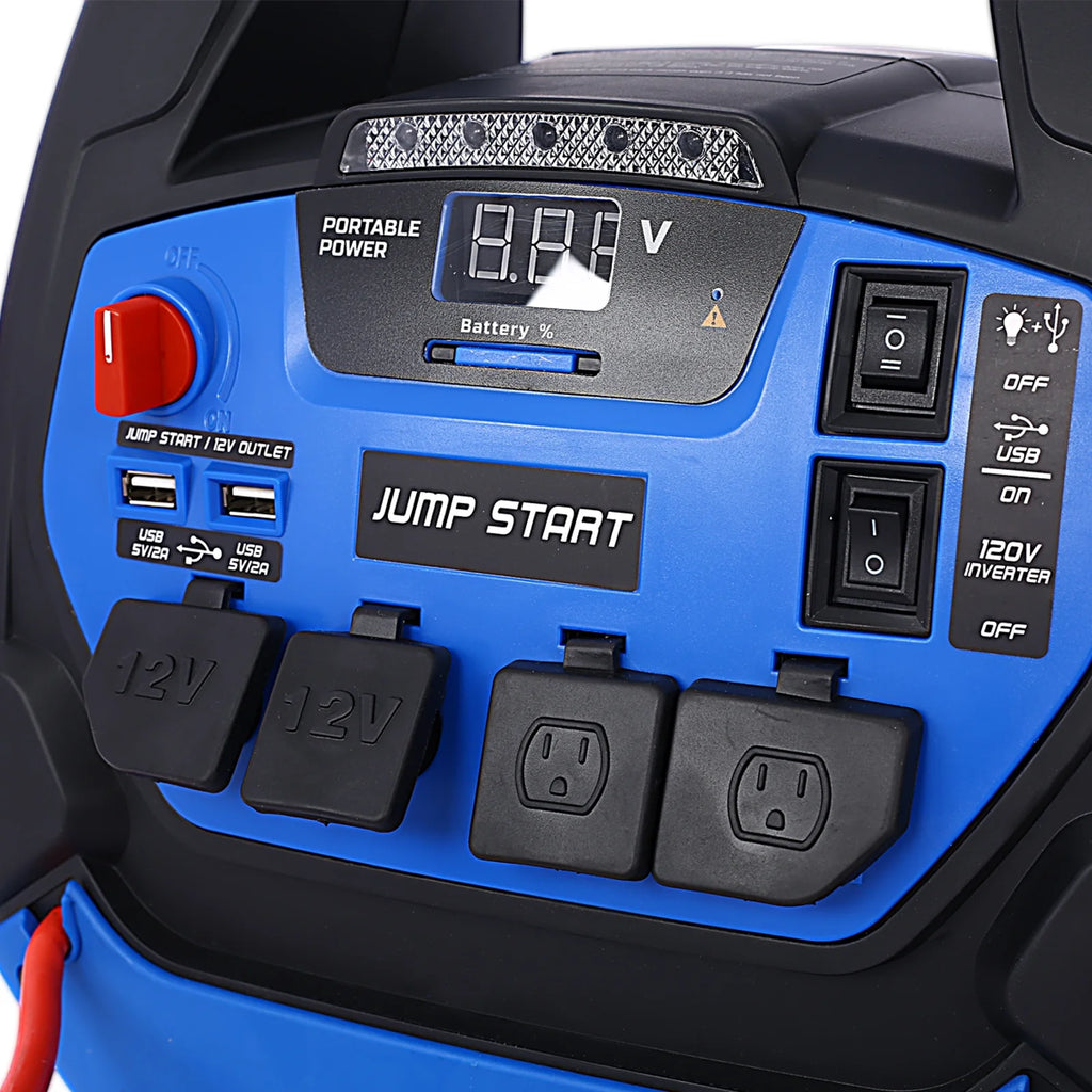 1800 Peak Amp Jump Starter with Air Compressor and AC Outlets X9572