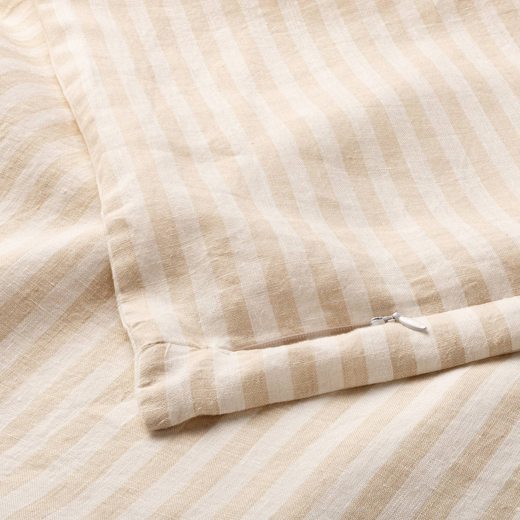 White/Natural Stripe Linen Duvet & Sham Set N335
