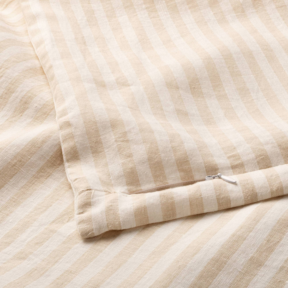 White/Natural Stripe Linen Duvet & Sham Set N335