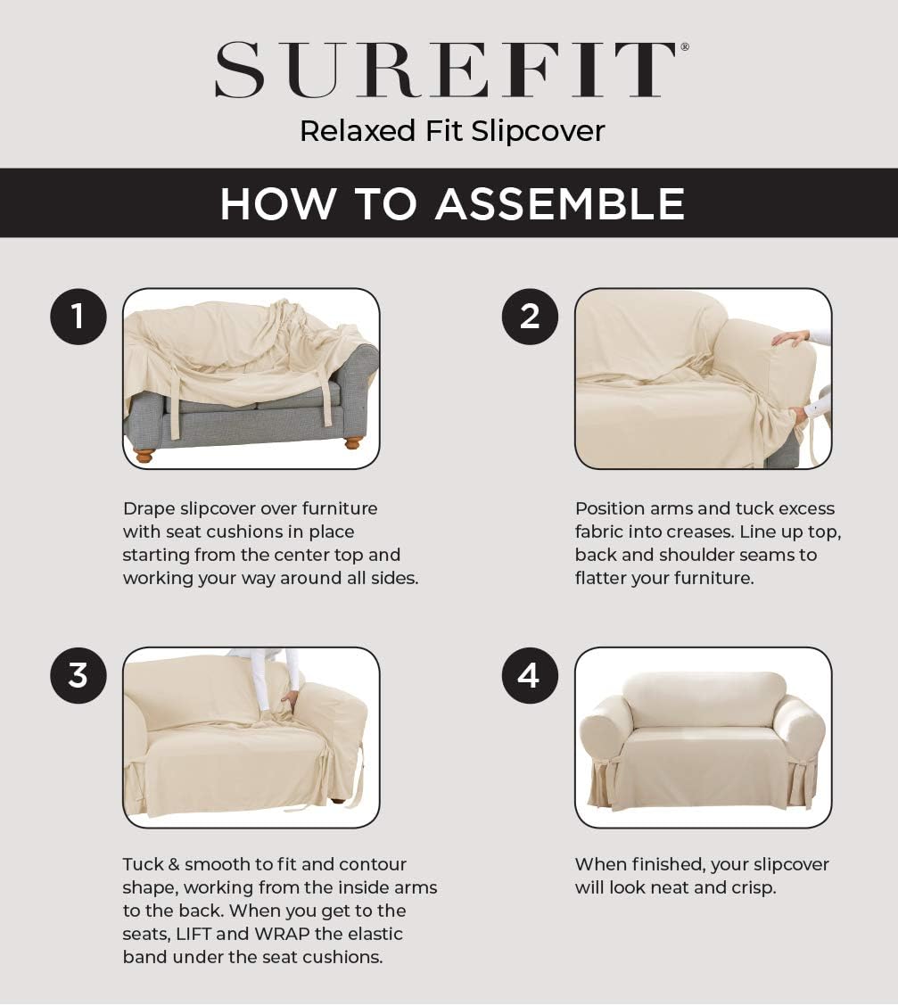 White T-Cushion Sofa Slipcover A928