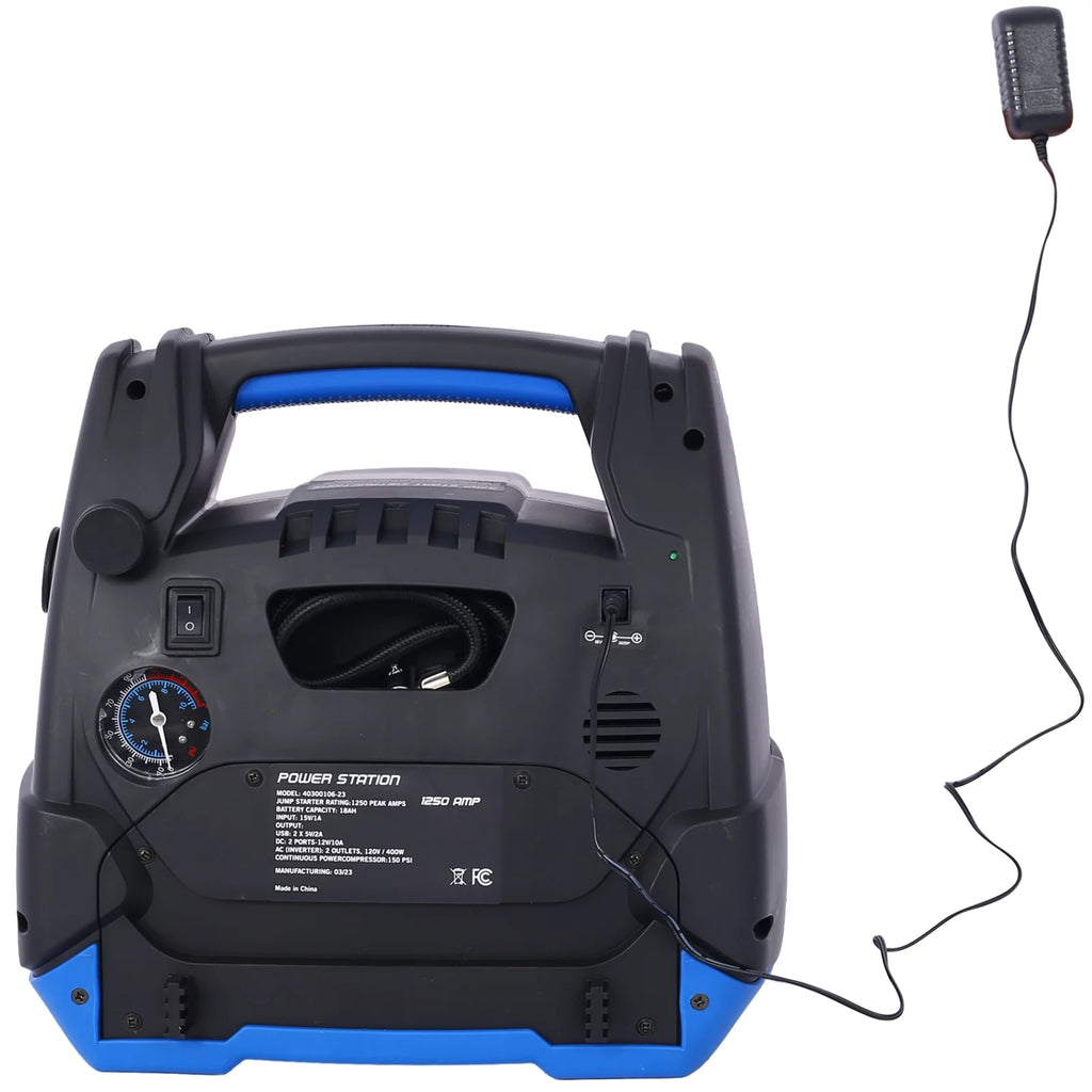 1800 Peak Amp Jump Starter with Air Compressor and AC Outlets X9572