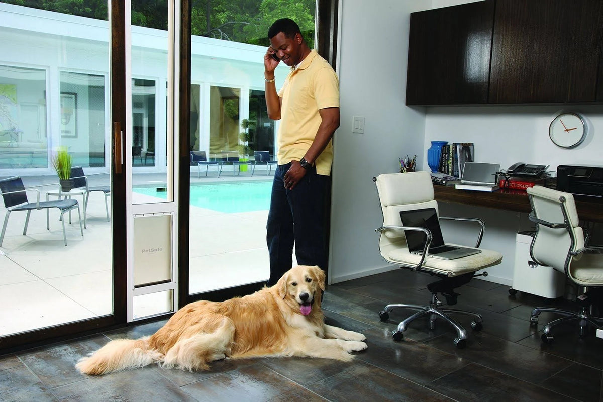 White Aluminum Frame Sliding Glass Pet Door Panel B9021